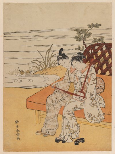 Strolling Kokyu Players by Suzuki Harunobu